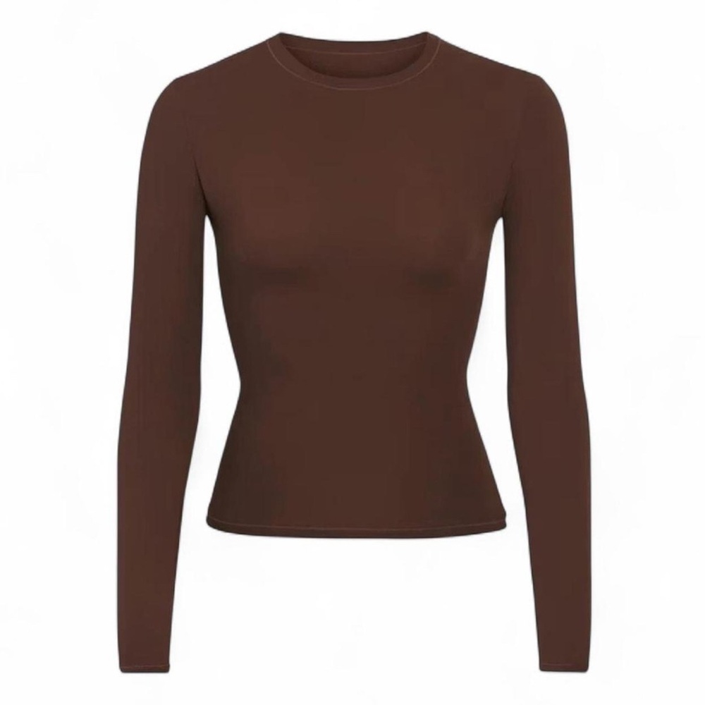 SKIMS *NWT FITS EVERYBODY LONG SLEEVE T-SHIRT | COLOR: COCOA